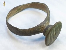 ✅ KNIGHTS TEMPLAR BRONZE RING WITH ENGRAVING ON TOP 11th - 14th CENTURY