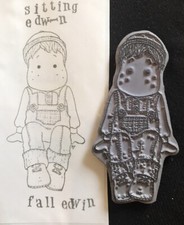 Magnolia Boy character dungarees hat Sitting Edwin cling rubber craft stamp