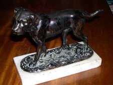 LARGE ANTIQUE HAND PAINTED METAL BULLMASTIFF MASTIFF DOGUE DE BORDEAUX DOG 1910