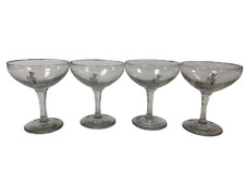 Vintage Babycham Champagne Glasses Set of 4 Coupe Style Gold Tone Rim 