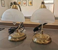 Pair Table Lamps Brass Affect