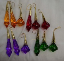 Christmas Baubles Unbreakable Jewel Drops  Red Green Purple Orange 100mm Long