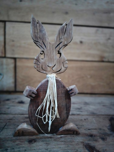 Wooden easter bunny decoration - wooden,