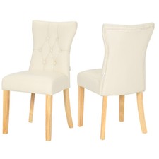 2PCS PU Leather Dining Chairs High Back Living Room Lounge Chairs Wood Legs