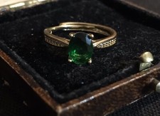 Vintage Style Jewellery Emerald Gemstone Ring 18K Gold Plated