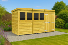 Total Sheds Pent Shed Pressure Treated Tanalised Shed With Windows Free Delivery