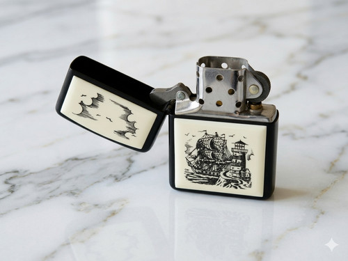 Zippo scrimshaw ship pocket - zippo,