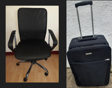 LOT 2 BLACK EAGLE TRAVEL LUGGAGE TROLLEY BAG 56cm MESH SWIVEL ADJUSTABLE CHAIR