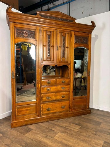 Edwardian walnut triple - walnut,