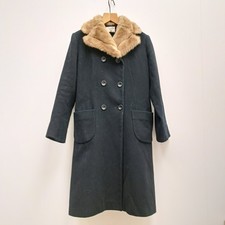 Tara Jarmon Paris Wool Cashmere Blend Trench Coat Size 40 Navy