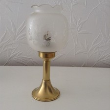 Modern Brass Oil Lamp By CAWA Denmark With Glass Shade