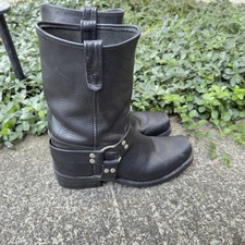 Vintage Double H Black leather harness moto biker boots Size 12D