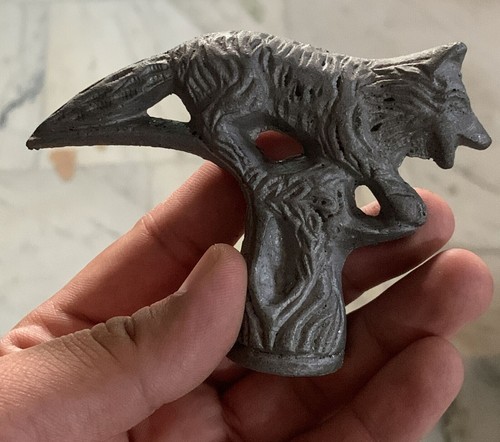 Solid brass wolf head handle - brass,