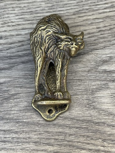Antique brass cat - cat, knocker