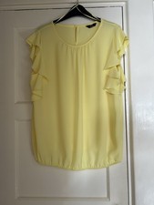 F&F Tesco Women's Yellow Frilled Sleeve Top Size 16