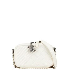 Chanel Boy Coco Mark Chain Shoulder Bag Camera White Lambskin Women's CHANEL