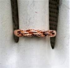 Vintage Russian Russia 14K 585 Rose Pink Gold Twisted Rope Design Band Ring 14kt