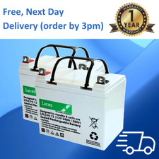 2 x LUCAS 12V 34AH AGM/GEL BATTERIES for  SHOPRIDER CADIZ MOBILITY SCOOTER