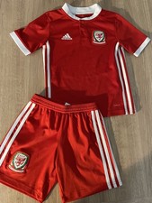 Boys Adidas Wales Football Shirt and shorts kit age 7-8