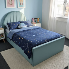 New Panel Kids Bed Frame Plush Velvet Upholstered Ottoman Gas Lift Storage 3FT