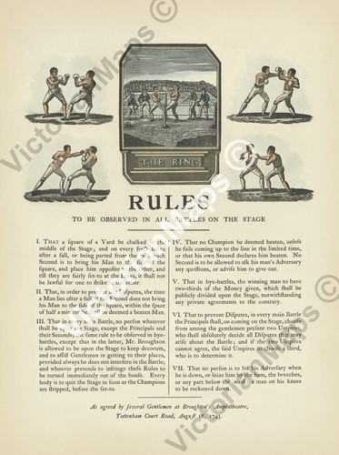 Antique print boxing rules - boxing,