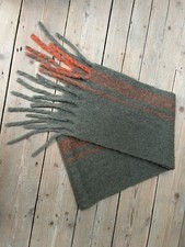 Zara Jumbo Tassel Fluffy Scarf Green Orange 