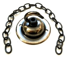 Brushed antique Ceiling Rose Hook and chain various lengths for light fittings