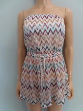 NWT MISSONI Sheer/Multicolor Chevron Print Beach Cover Up Romper Size 40/US 4