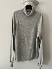 Men's Grey Marl Fine Knit Roll Neck Pullover Jumper Size L