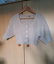 Light pink size S chunky knit cropped cardigan winter button-up scoop neck