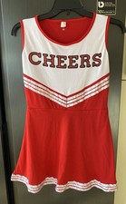 Halloween Fancy Dress - Cheerleader Costume Plus Pom Poms Size Medium
