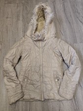 M&Co Kids Jacket with Furry Hood - 13 Years - Cream Coloured Girl's Winter Coat