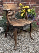 Early 20th Century Oak Captains Desk Chair / Armchair