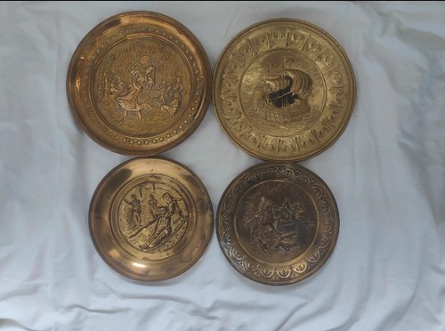 Vintage antique embossed brass - embossed,