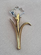 Genuine Swarovski® signed SWAN Gold  Elegant Memories Lily Flower Brooch And Box