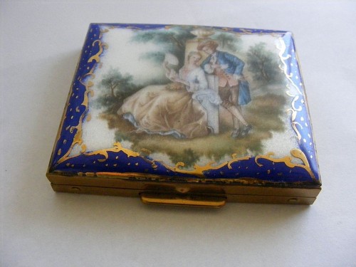 Enamel top powder compact - enamel,