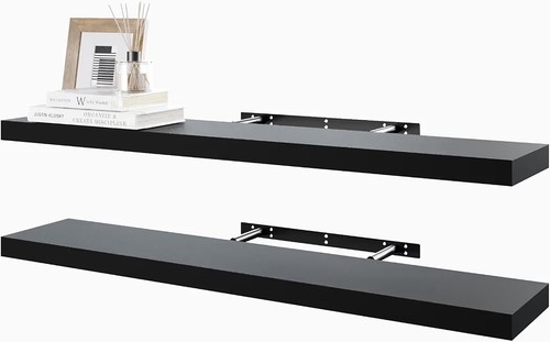 Black floating shelves - floating, 100cm
