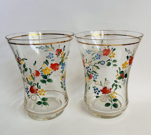 Pair vases floral - pair, hand