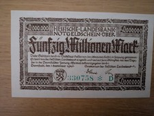 German Notgeld Banknote 50 Million Mark.