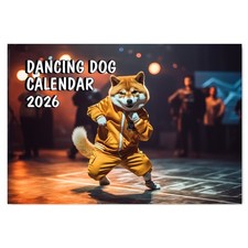 2026 A4 Wall Calendar Month to View Dancing dogs Fun Dachshunds Calendar Stapled