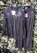 black sequin tassel sheer