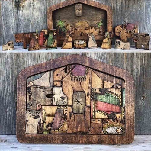 Wooden statue nativity - statue, scene