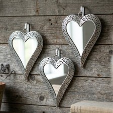 Set Of 3 Silver Heart Wall
