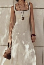 Zara Long Beige Linen Blend