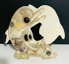 Interesting Rare Jamaican Souvenir Resin Dolphin Rack with Sea Shells & Stones 
