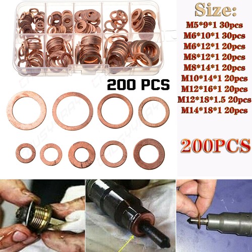 200 piece copper washers - washers, flat