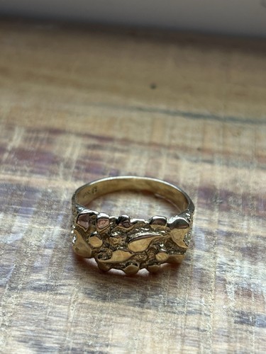 Mens 10k gold nuggets ring - mens,