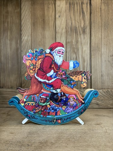Vintage wooden santa rocking - wooden,