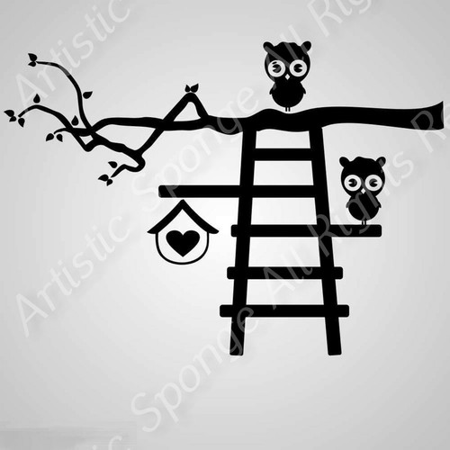 Owls ladder reusable stencil - owls,
