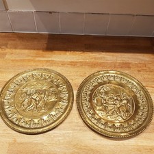 Pair Vintage Brass Wall Plates